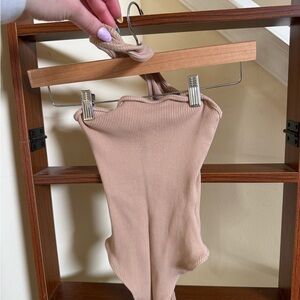 Fashion Nova Ribbed Tan Strapless One-Piece